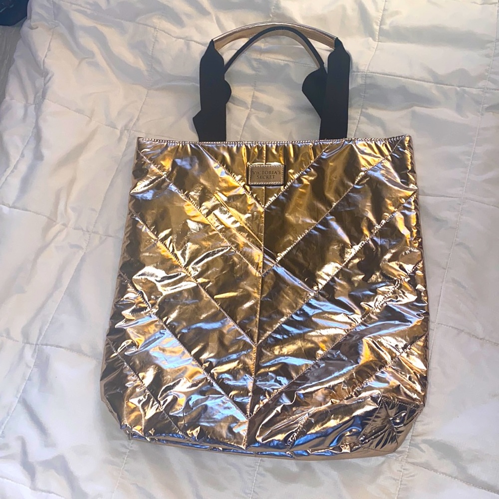 Victoria’s Secret Rose Gold Metallic Tote Bag